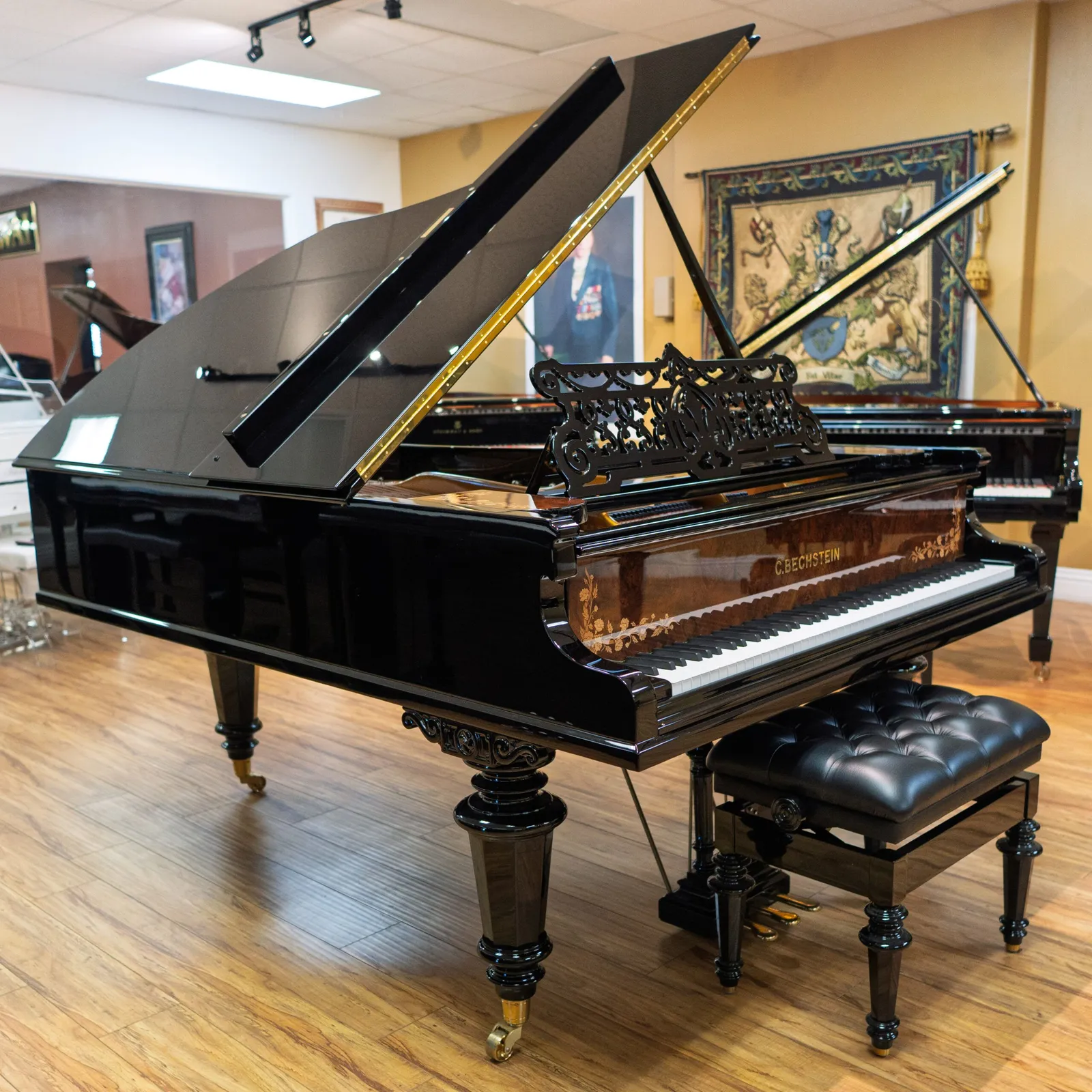 1883 c bechstein model b grand piano w inlay