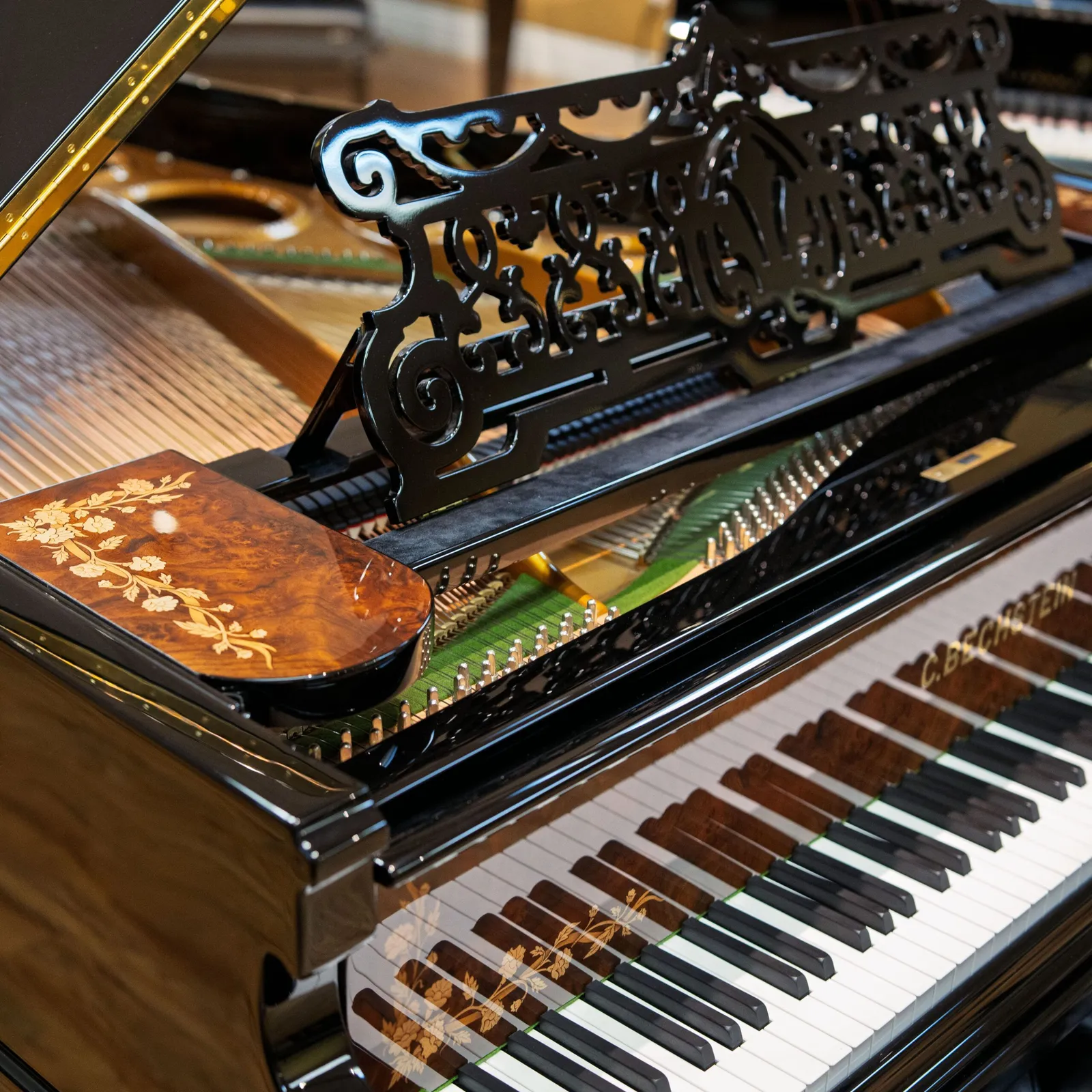 1883 c bechstein model b grand piano w inlay