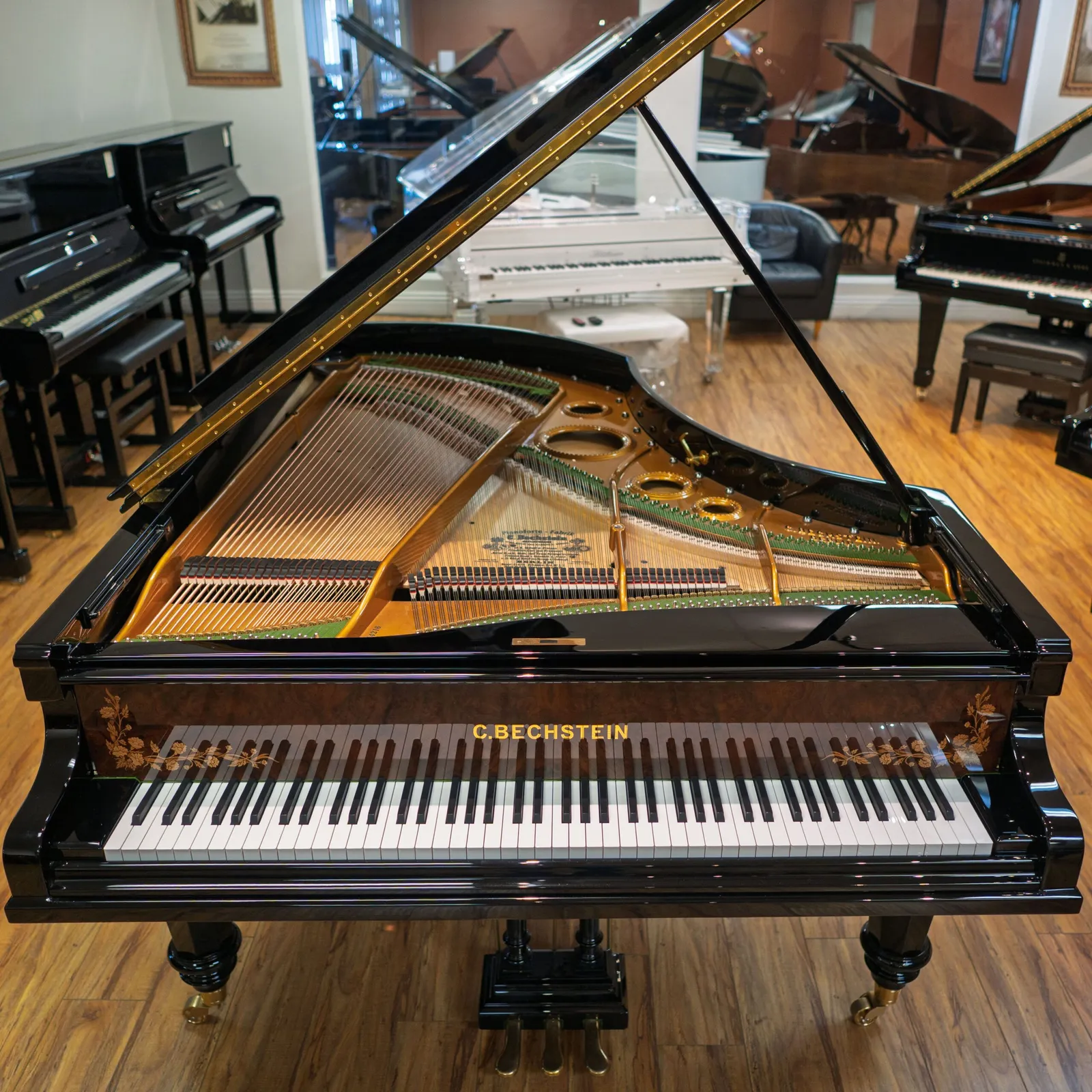 1883 c bechstein model b grand piano w inlay