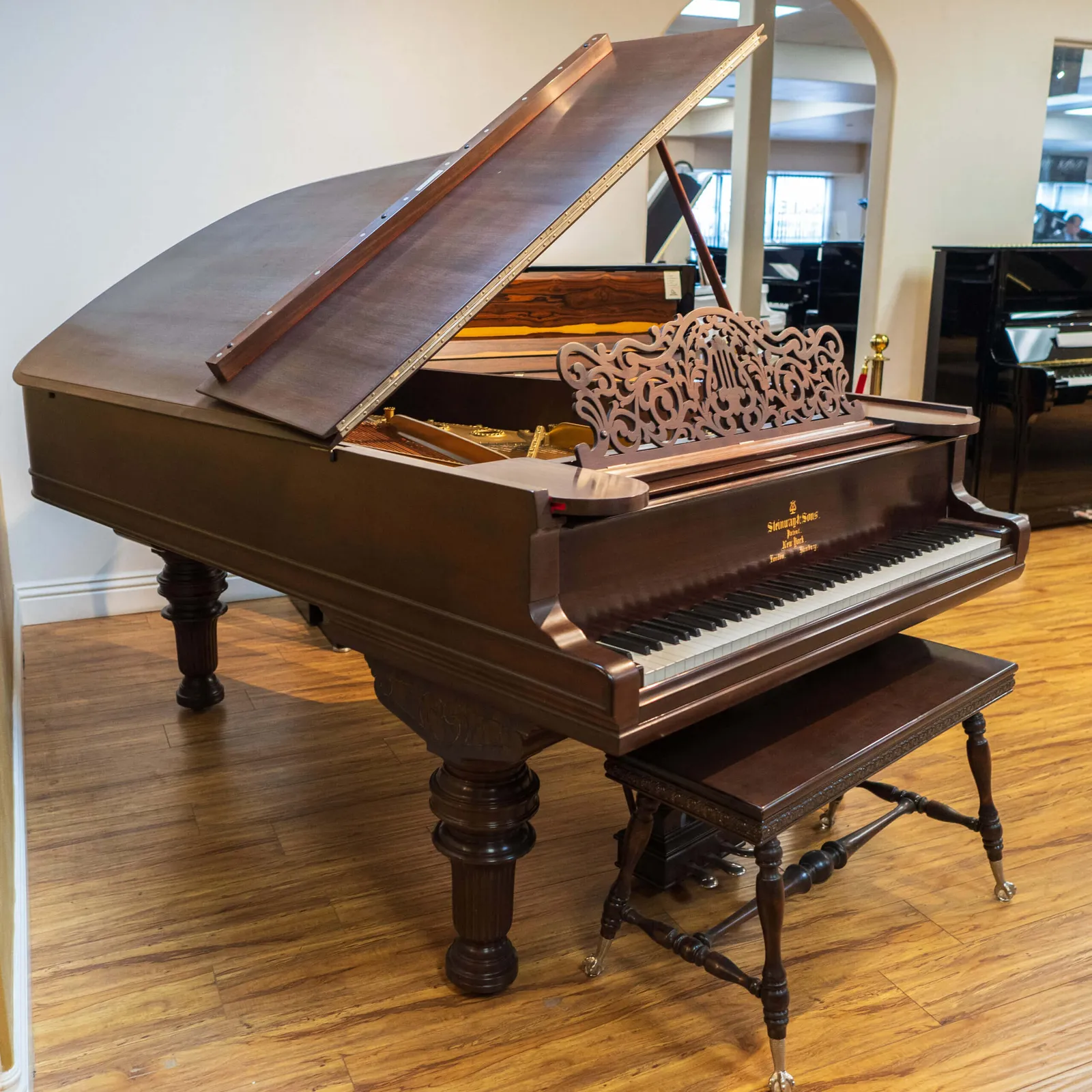 1883 steinway sons model b victorian art case grand piano rosewood satin