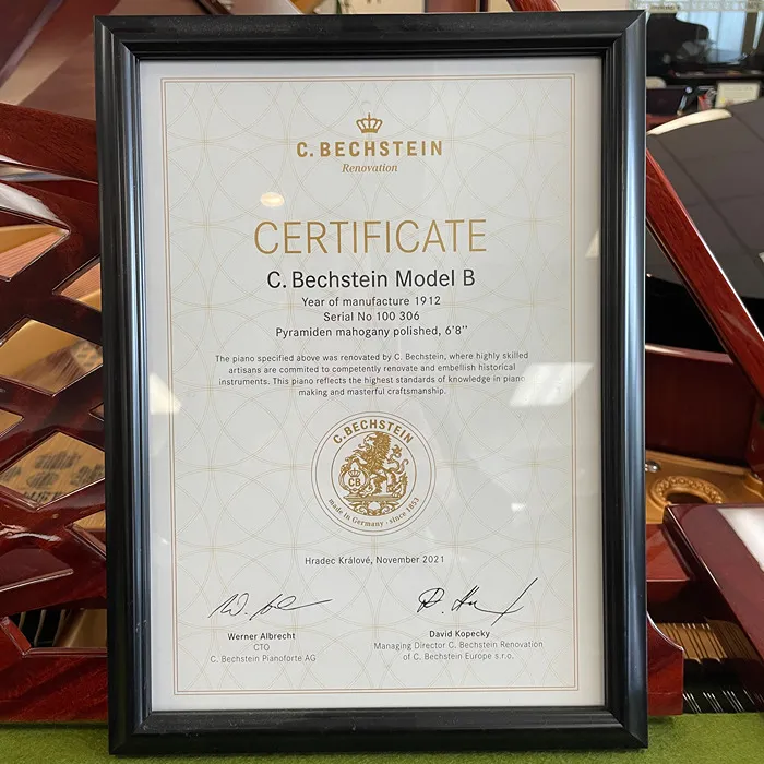 1912 c bechstein model b premium restoration pyramid mahogany polish