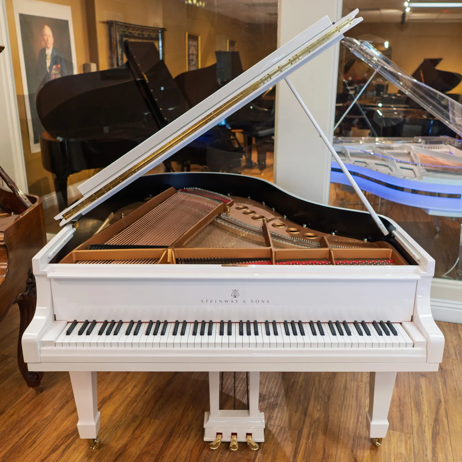 1959 steinway sons model m studio grand piano white polish