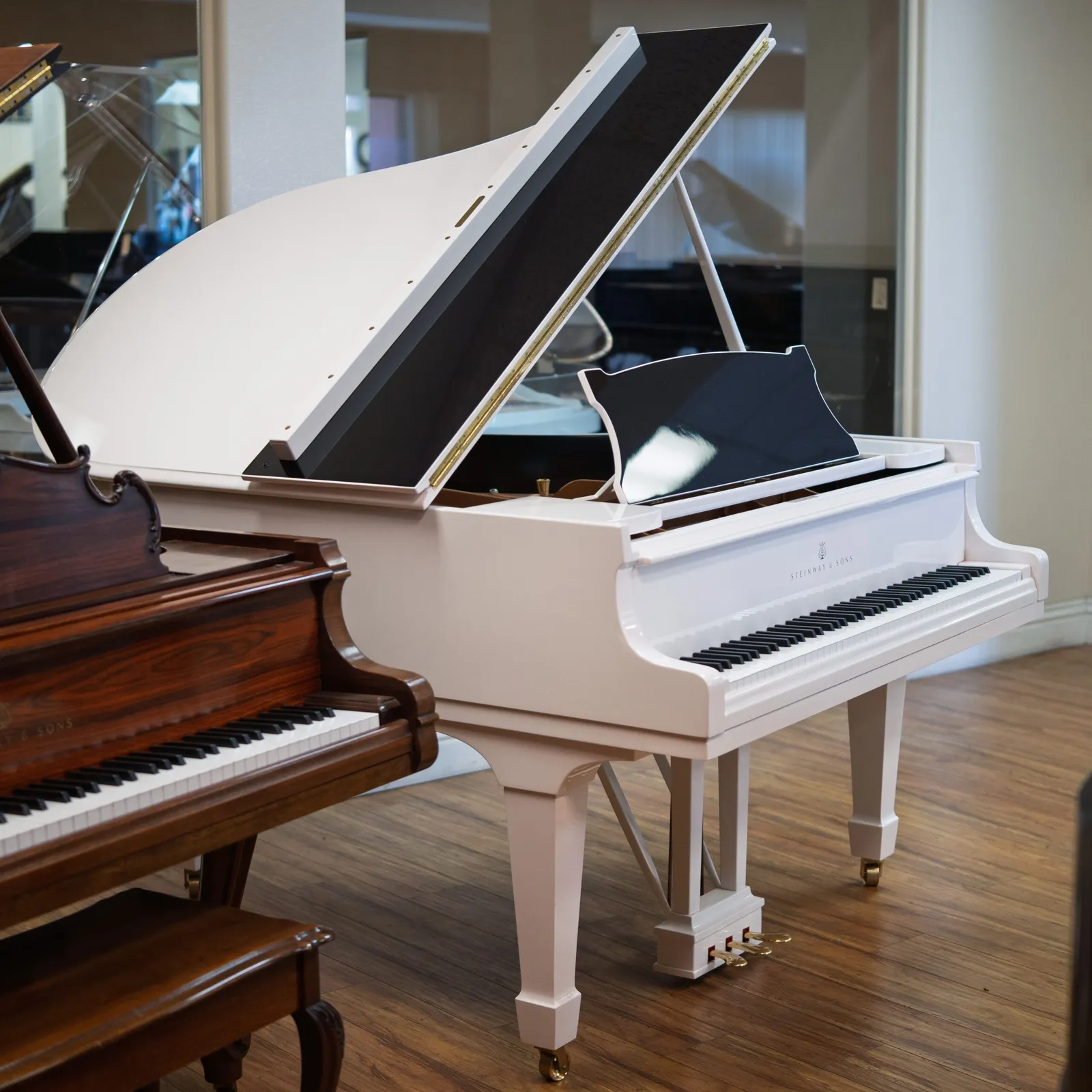 1959 steinway sons model m studio grand piano white polish