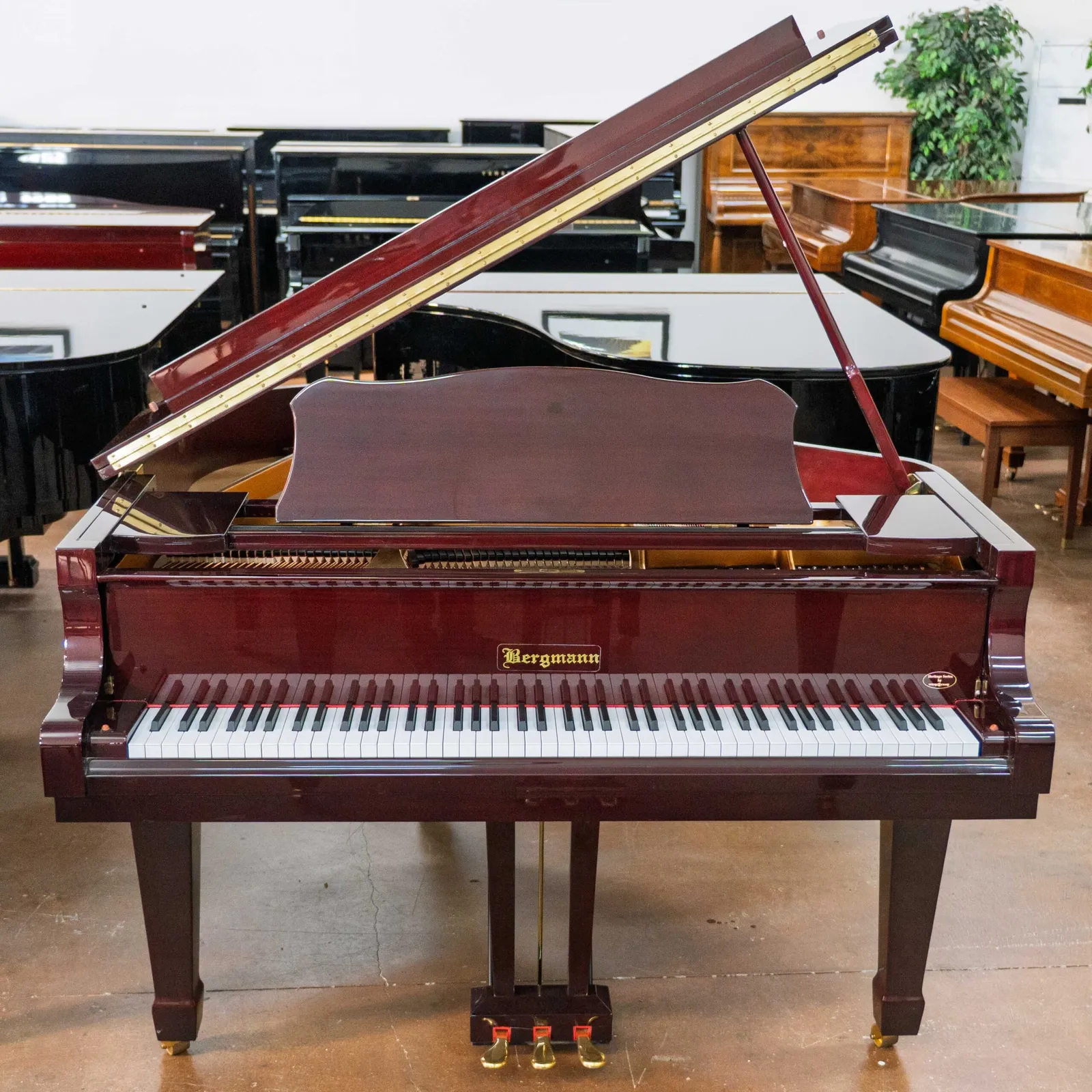 bergmann tg 150 heritage series baby grand piano mahogany polish