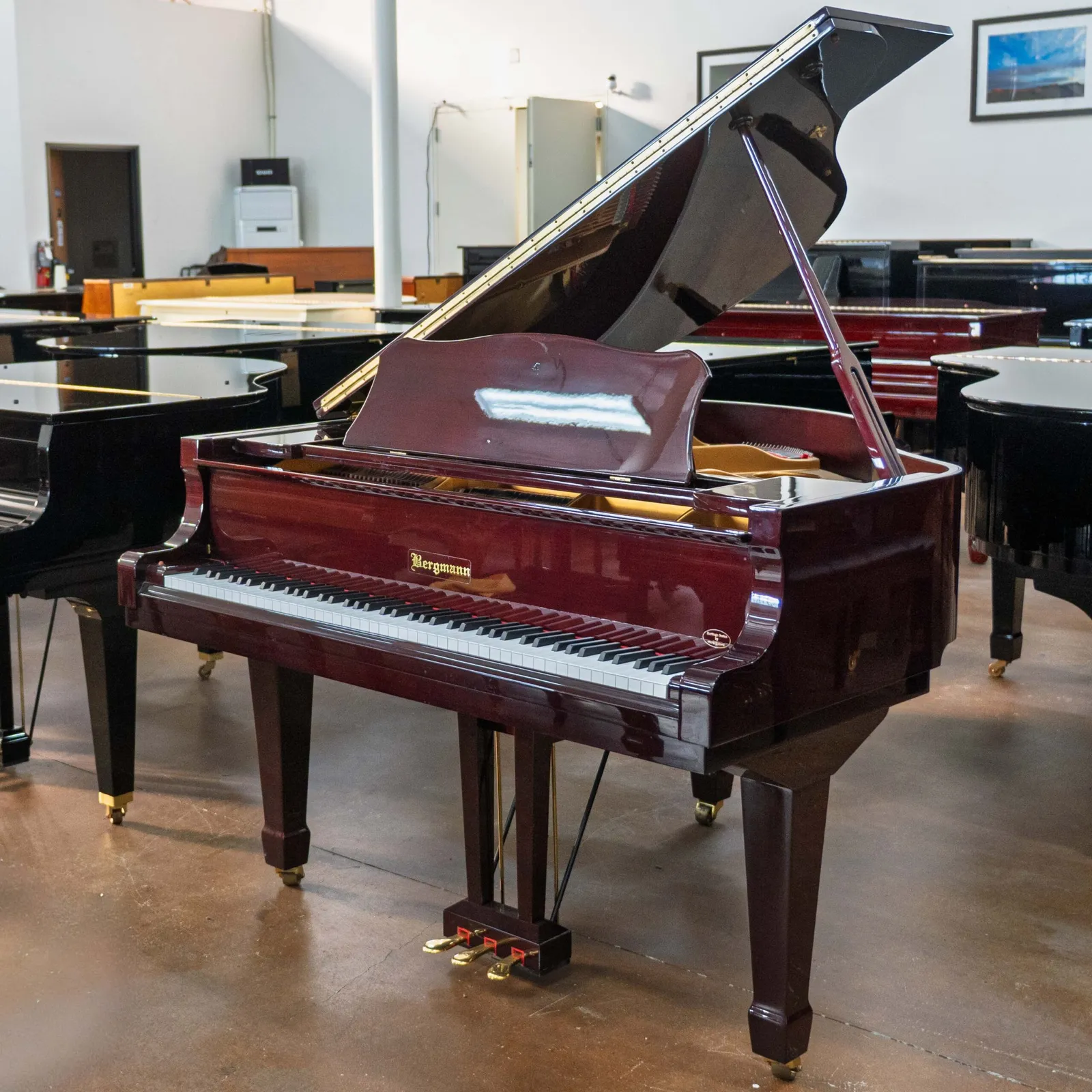 bergmann tg 150 heritage series baby grand piano mahogany polish