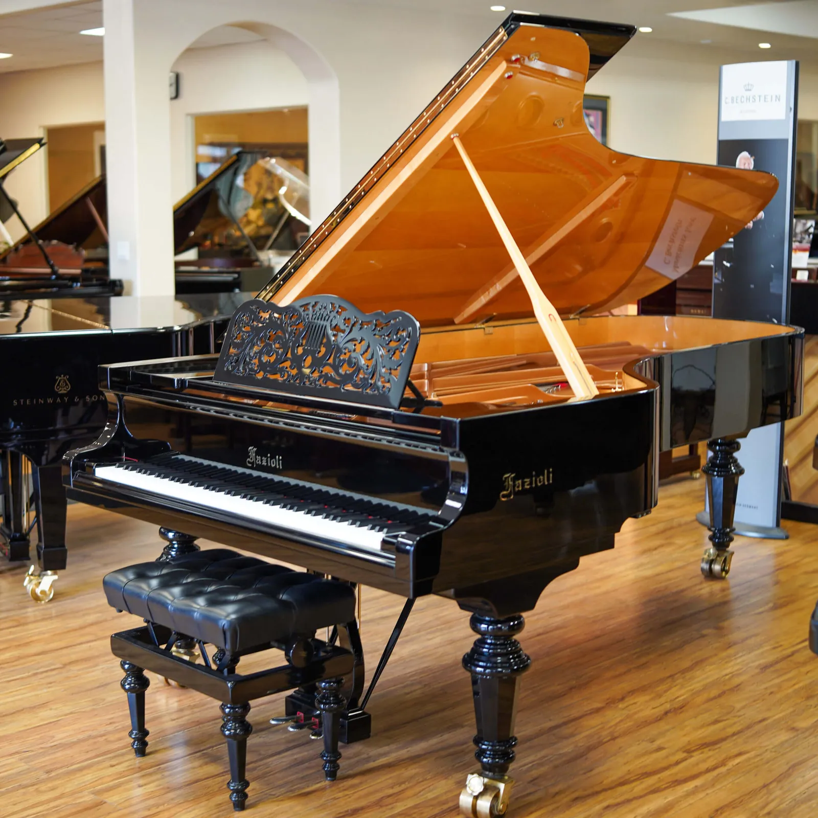 fazioli strauss f278 concert grand piano ebony polish