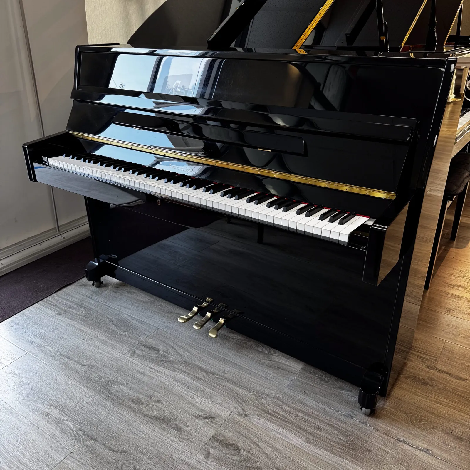fischer sons model 108 upright piano black polish