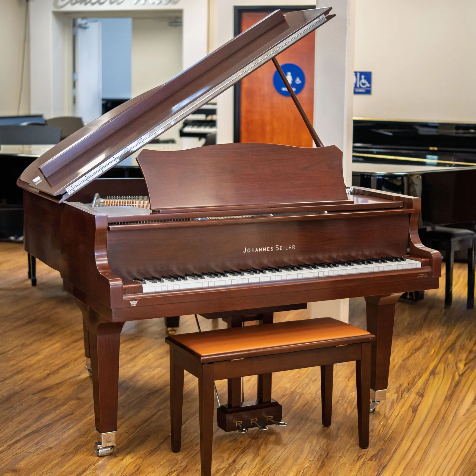 johannes seiler gs 150 nickel baby grand piano walnut satin finish