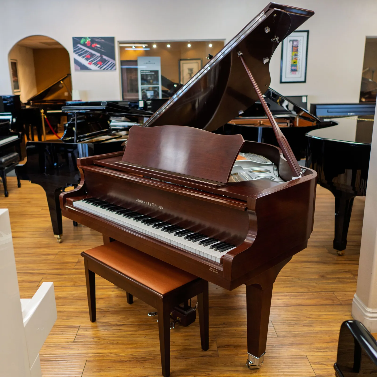 johannes seiler gs 150 nickel baby grand piano walnut satin finish