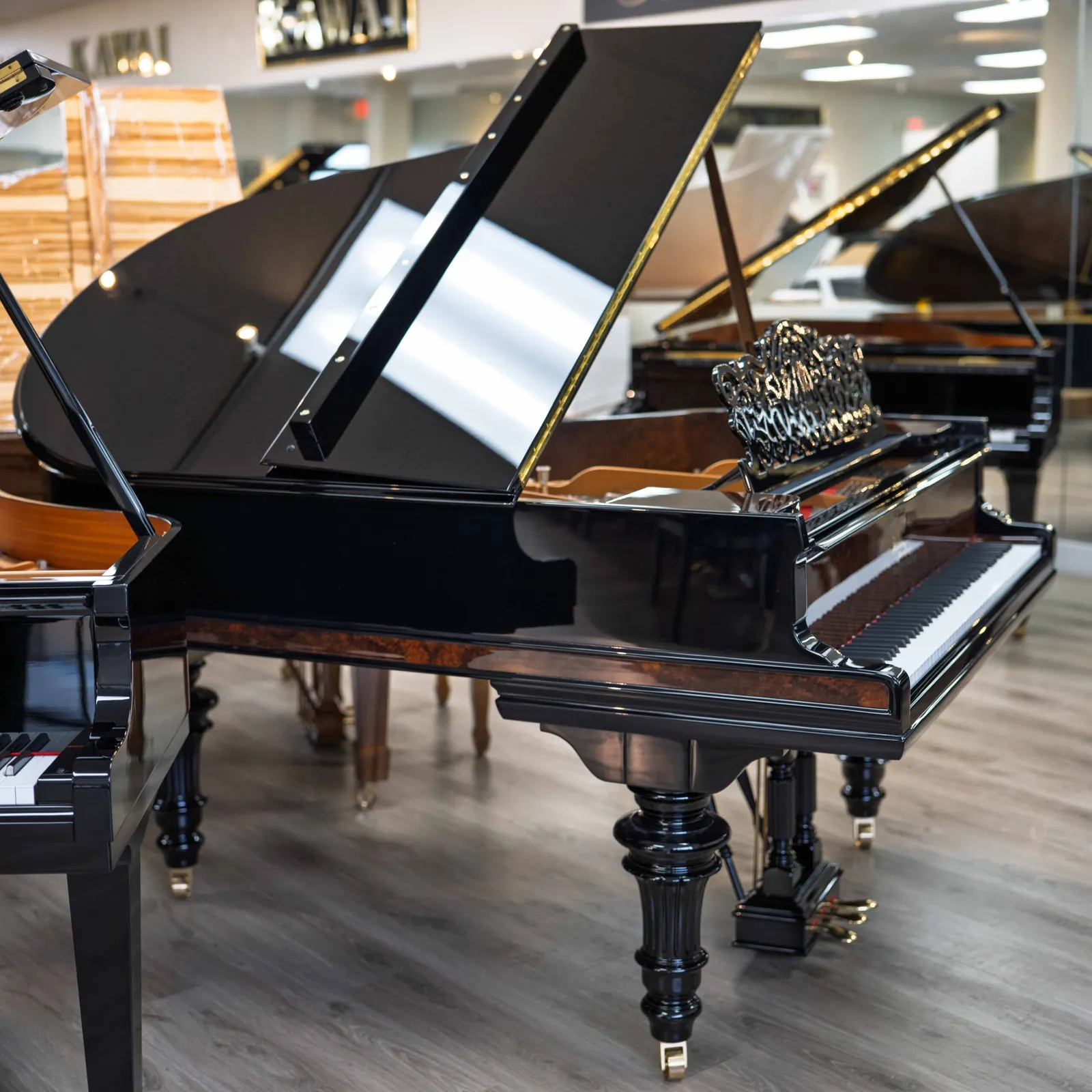 steinway sons model a victorian ebony polish w burl walnut