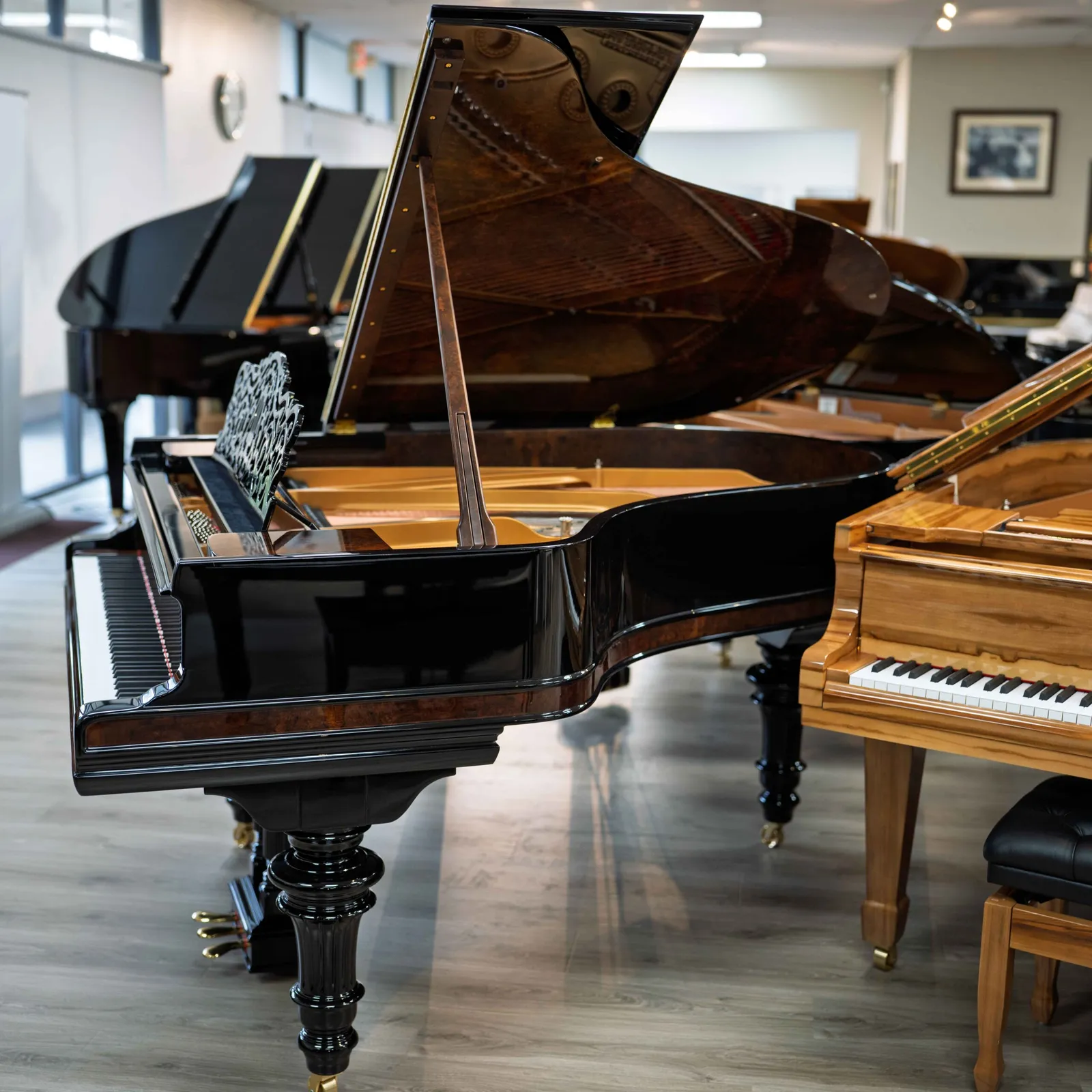 steinway sons model a victorian ebony polish w burl walnut