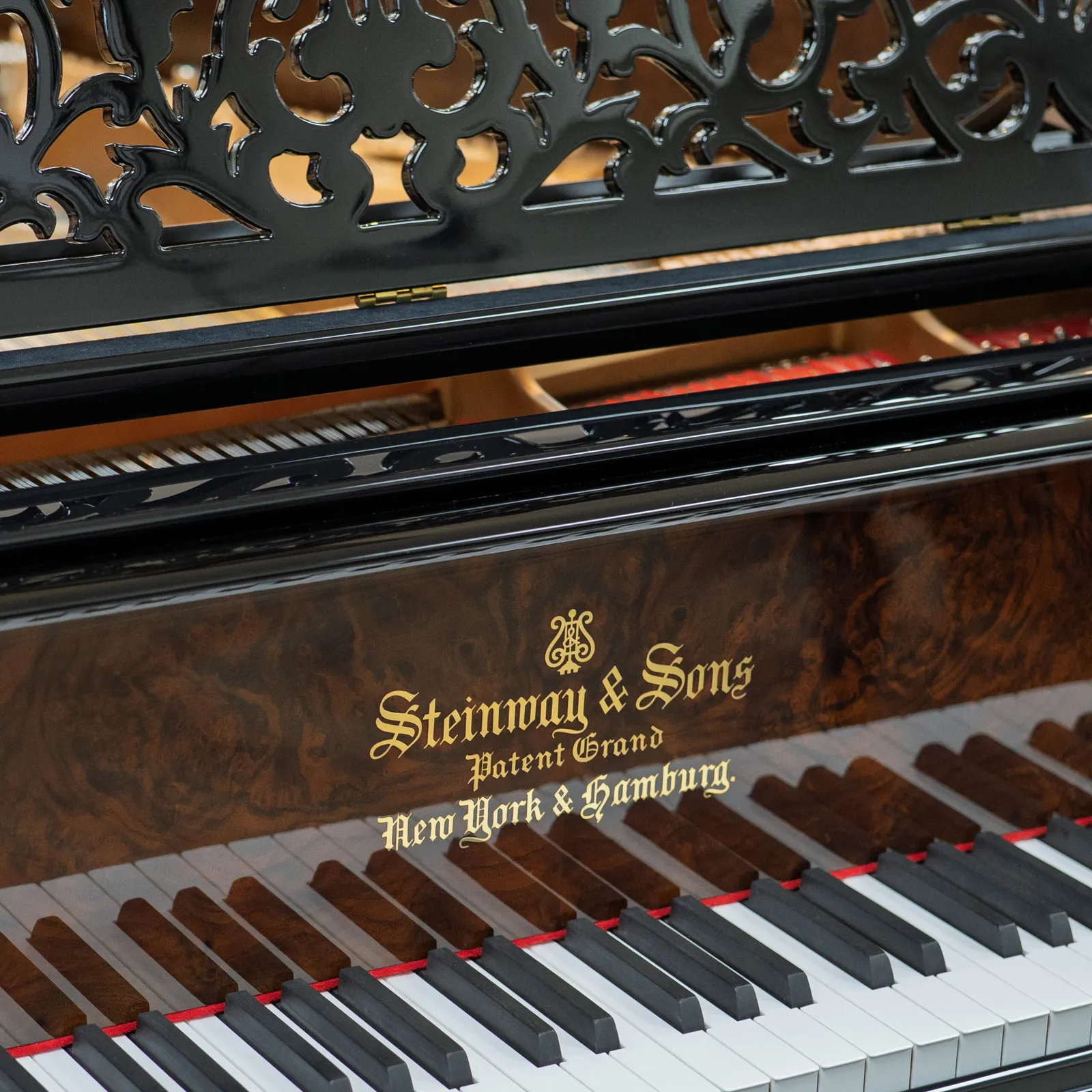 steinway sons model a victorian ebony polish w burl walnut