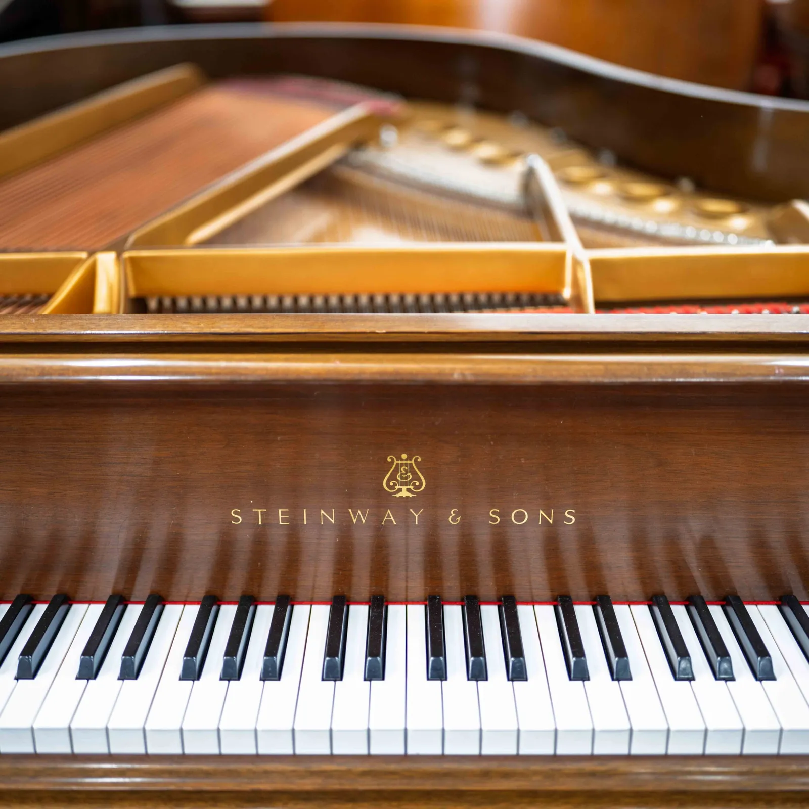 steinway sons model m grand piano chippendale design walnut satin finish