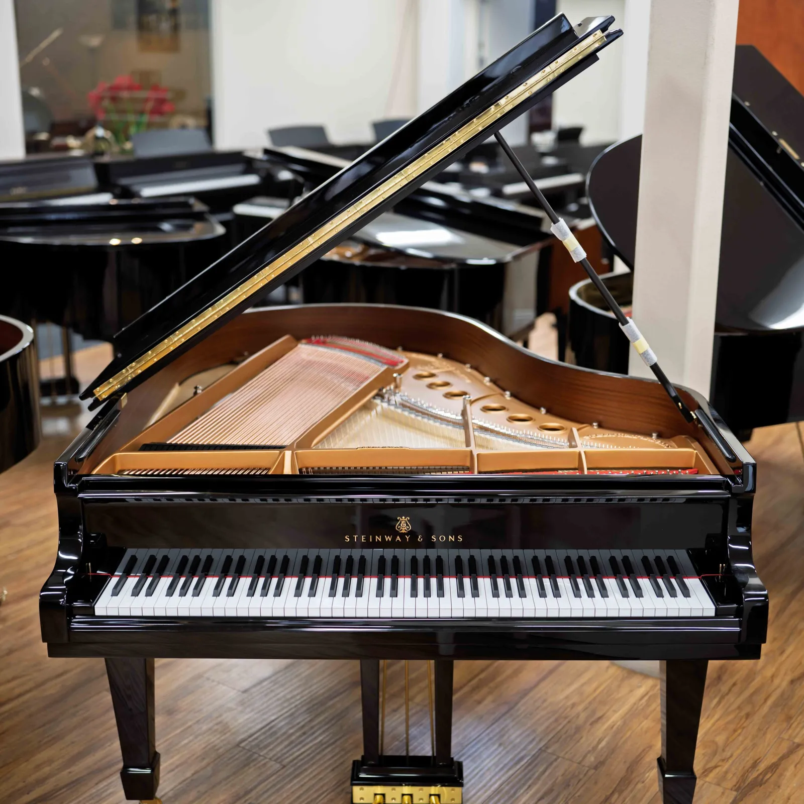 steinway sons model m studio grand piano ebony polish