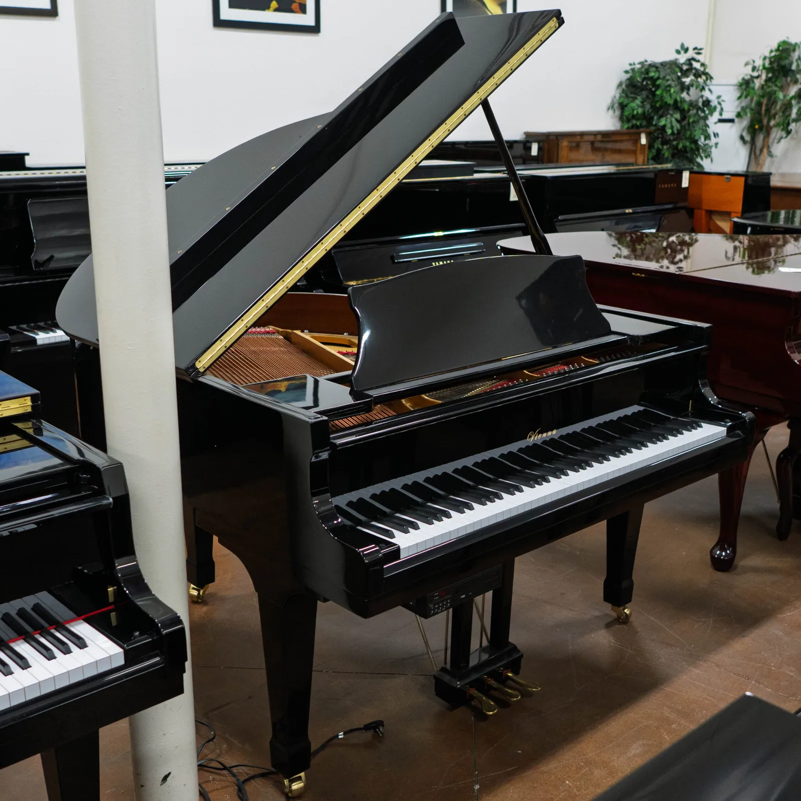 vienna vg149 baby grand piano w qrs player system ebony polish