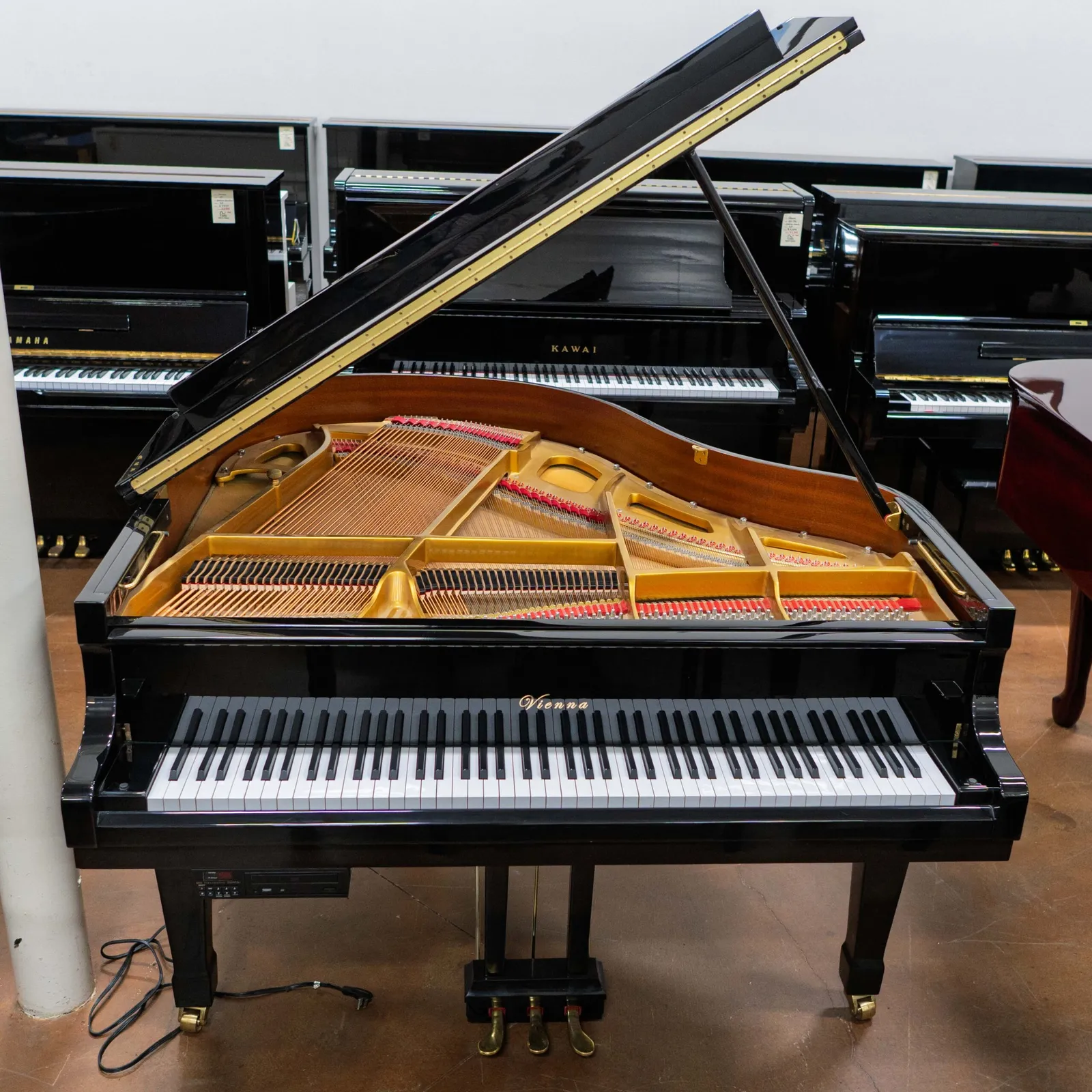 vienna vg149 baby grand piano w qrs player system ebony polish