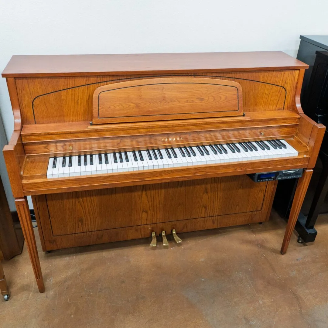yamaha m450 tao upright piano traditional american oak