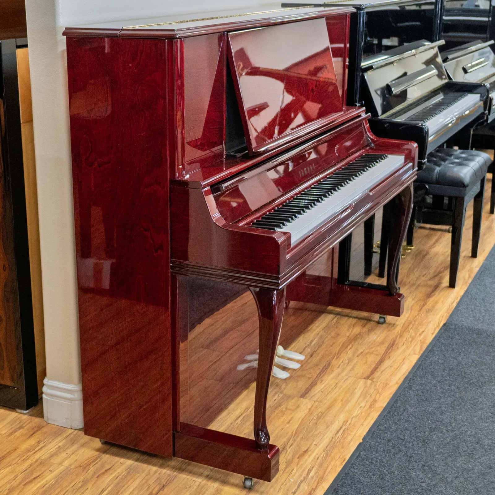 yamaha wx3abic professional upright piano polished burgundy mahogany